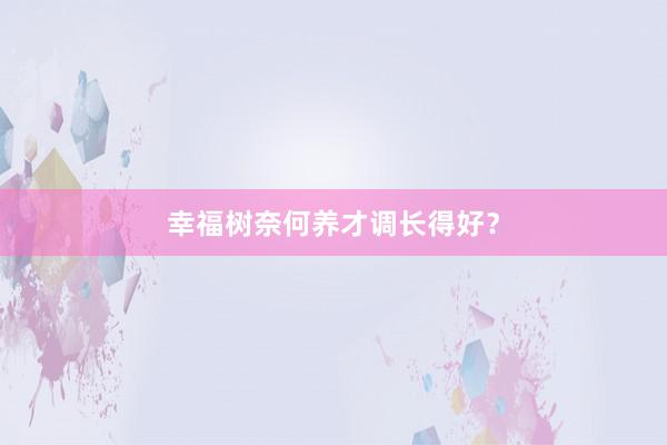 幸福树奈何养才调长得好?