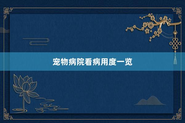 宠物病院看病用度一览