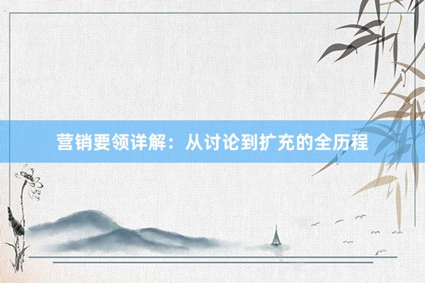 营销要领详解：从讨论到扩充的全历程